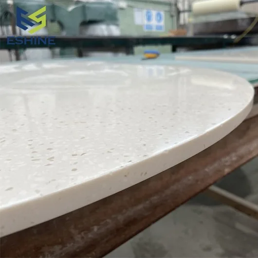 Finished solid surface tabletop showing the fabricated edge detail
